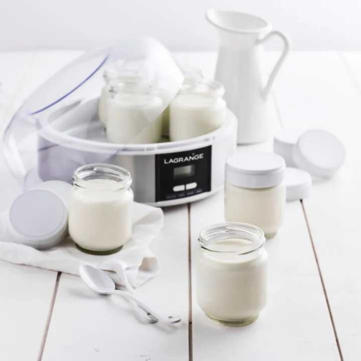 Lagrange Yoghurtmaker - Set van 7 glazen potten voor zelfgemaakte Yoghurt